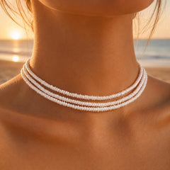 Freshwater Pearl Choker Necklace, Rice Pearl Necklace, White Pearl Necklace, Minimal Bridal Pearl Jewellery
