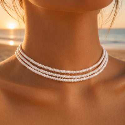 Freshwater Pearl Choker Necklace, Rice Pearl Necklace, White Pearl Necklace, Minimal Bridal Pearl Jewellery