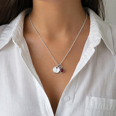 Personalised Name Necklace, Initial & Birthstone Necklace, Custom Sterling Silver Necklace, Anniversary Gift for Wife, Gift for Girlfriend