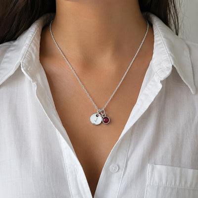 Personalised Name Necklace, Initial & Birthstone Necklace, Custom Sterling Silver Necklace, Anniversary Gift for Wife, Gift for Girlfriend