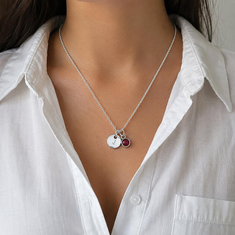 Personalised Name Necklace, Initial & Birthstone Necklace, Custom Sterling Silver Necklace, Anniversary Gift for Wife, Gift for Girlfriend
