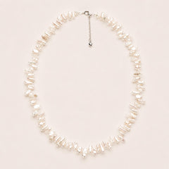 Dainty Baroque Rice Pearls Choker Necklace, Bridal Elegant Irregular White Pearl Jewellery for Weddings & Bridesmaids Gift