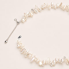 Dainty Baroque Rice Pearls Choker Necklace, Bridal Elegant Irregular White Pearl Jewellery for Weddings & Bridesmaids Gift
