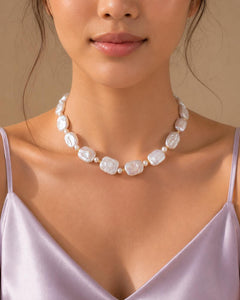 Bridal Baroque Pearls Choker Necklace, Elegant Irregular White Pearl Jewellery for Weddings & Bridesmaids, Statement Bridal Gift