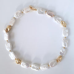 Bridal Baroque Pearls Choker Necklace, Elegant Irregular White Pearl Jewellery for Weddings & Bridesmaids, Statement Bridal Gift