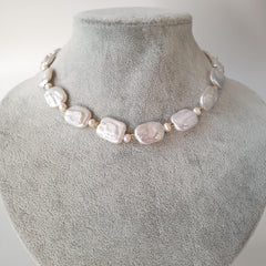 Bridal Baroque Pearls Choker Necklace, Elegant Irregular White Pearl Jewellery for Weddings & Bridesmaids, Statement Bridal Gift