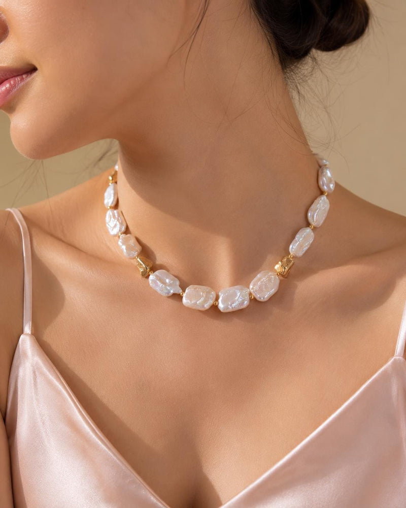 Bridal Baroque Pearls Choker Necklace, Elegant Irregular White Pearl Jewellery for Weddings & Bridesmaids, Statement Bridal Gift