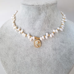Dainty Baroque Rice Pearls Choker Necklace, Bridal Elegant Irregular White Pearl Jewellery for Weddings & Bridesmaids Gift