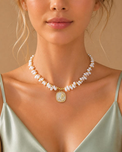 Dainty Baroque Rice Pearls Choker Necklace, Bridal Elegant Irregular White Pearl Jewellery for Weddings & Bridesmaids Gift