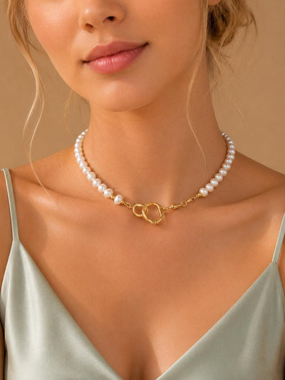 Bridal Baroque Pearls Choker Necklace, Dainty Elegant Irregular White Pearl Jewellery for Weddings & Bridesmaids, Dainty Bridal Gift