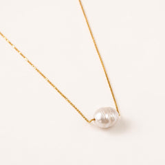 Minimalist Pearl Necklace, Dainty Freshwater on Gold or Sterling Silver Chain