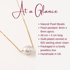 Minimalist Pearl Necklace, Dainty Freshwater on Gold or Sterling Silver Chain