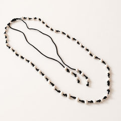 Extra Long Pearls and Leather Lariat Necklace, Baroque Pearl Necklace, Adjustable Boho Leather Jewelry
