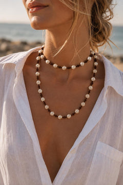 Extra Long Pearls and Leather Lariat Necklace, Baroque Pearl Necklace, Adjustable Boho Leather Jewelry