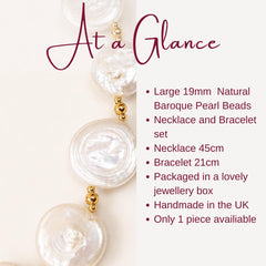 Baroque Pearl Necklace & Bracelet Set, Large Freshwater Pearl Jewelry, White Statement Necklace, Wedding Jewellery Etsy UK Shop