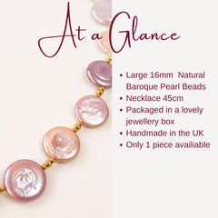 Baroque Pearl Necklace, Pink Freshwater Pearl Jewelry, Large Pearl Statement Necklace, Unique Wedding Jewellery Etsy UK Shop