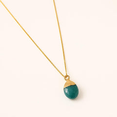 Dainty Gold Necklace with Natural Gemstone Pendant, Minimalist Jewelry