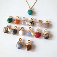 Dainty Gold Necklace with Natural Gemstone Pendant, Minimalist Jewelry
