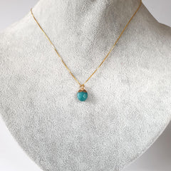 Dainty Gold Necklace with Natural Gemstone Pendant, Minimalist Jewelry
