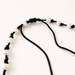 Extra Long Pearls and Leather Lariat Necklace, Baroque Pearl Necklace, Adjustable Boho Leather Jewelry