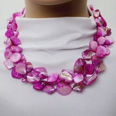 Pink Mother Of Pearl Beaded Chunky Necklace