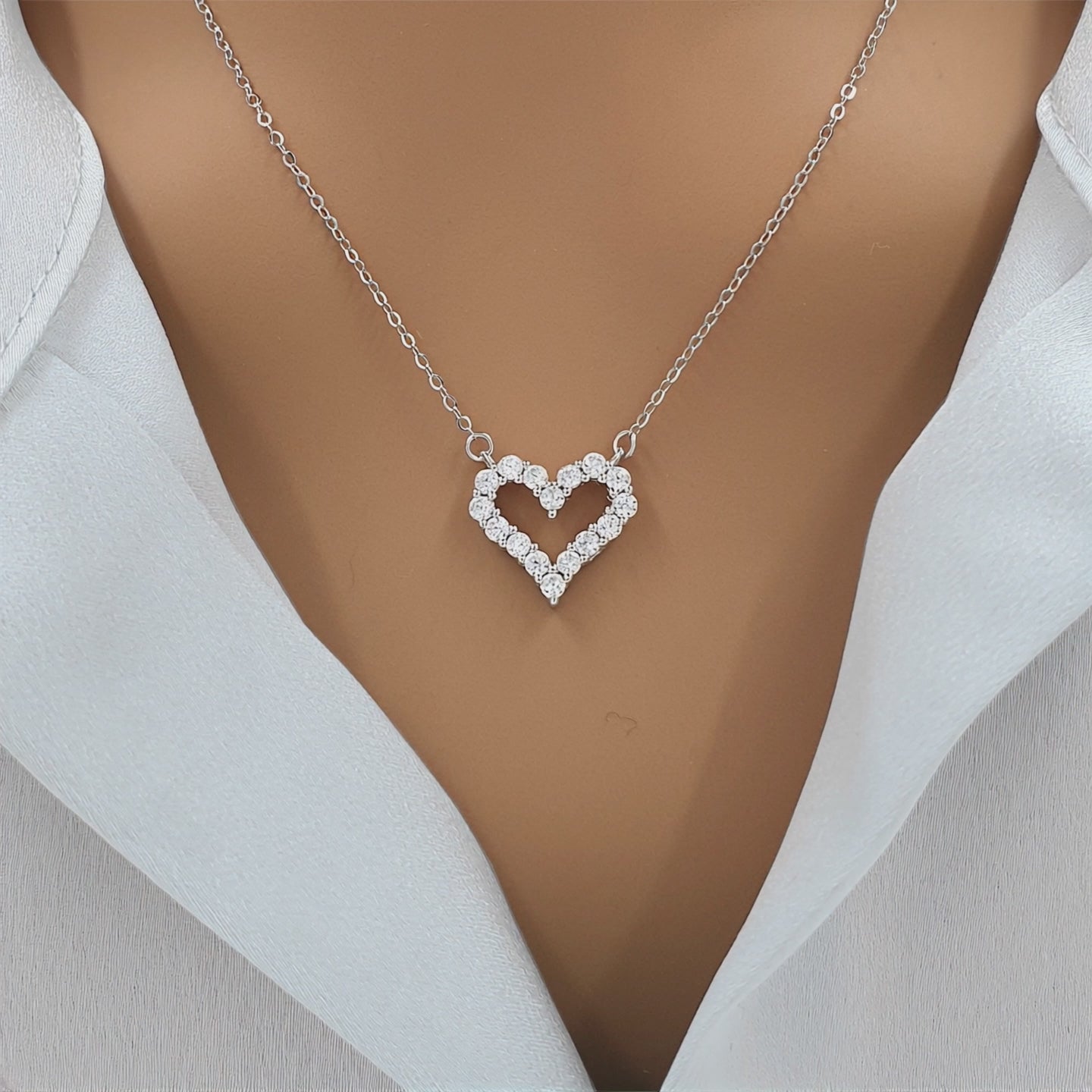 Personalised Silver Sparkling Heart Necklace  - Birthday Anniversary Graduation Gift for Her