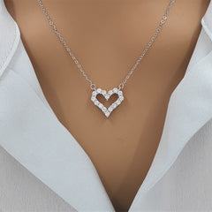 Personalised Silver Sparkling Heart Necklace  - Birthday Anniversary Graduation Gift for Her