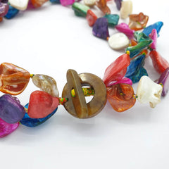 Rainbow Mother Of Pearl Beaded Chunky Bracelet