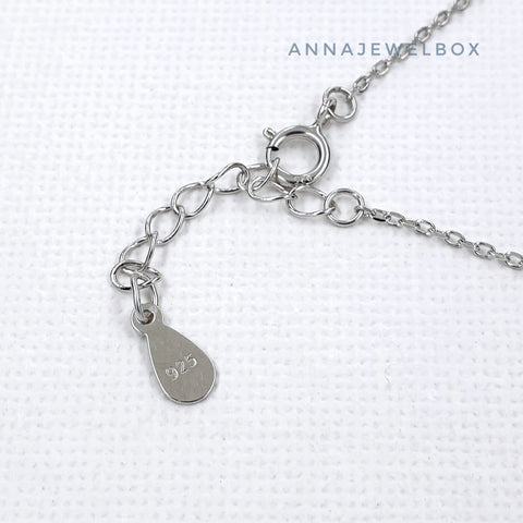Love Heart 925 Sterling Silver Charm Diamante Pendant Necklace - AnnaJewelBox