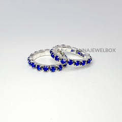 Colour Sparkling Diamante Crystal Elastic Stretch Rings 1 Row - AnnaJewelBox