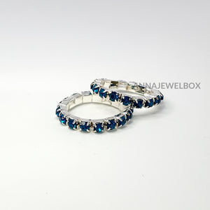 Colour Sparkling Diamante Crystal Elastic Stretch Rings 1 Row - AnnaJewelBox