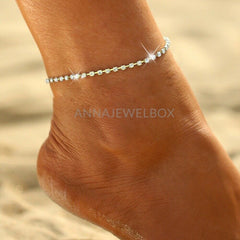 Gold Crystal Stretchable Anklet - AnnaJewelBox