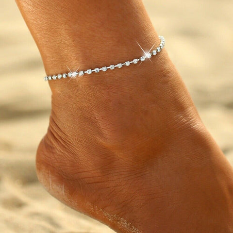 Image of Silver Crystal Stretchable Anklet