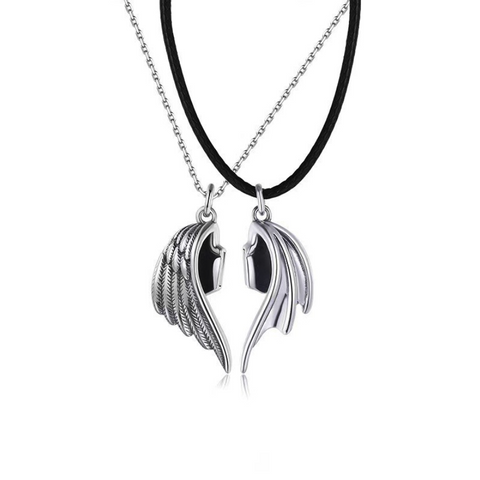 Image of Angel Devil Wings Couple Magnetic Necklace Set