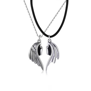 Angel Devil Wings Couple Magnetic Necklace Set