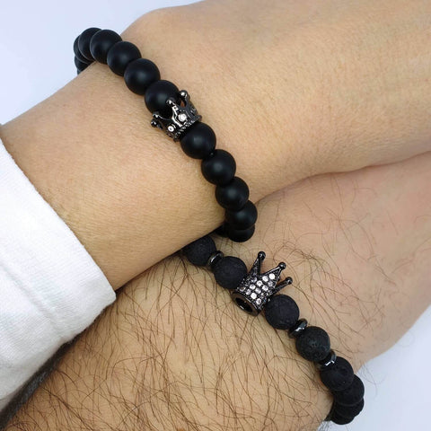 Image of Queen and King Distance Matching Lava Couple Bracelets