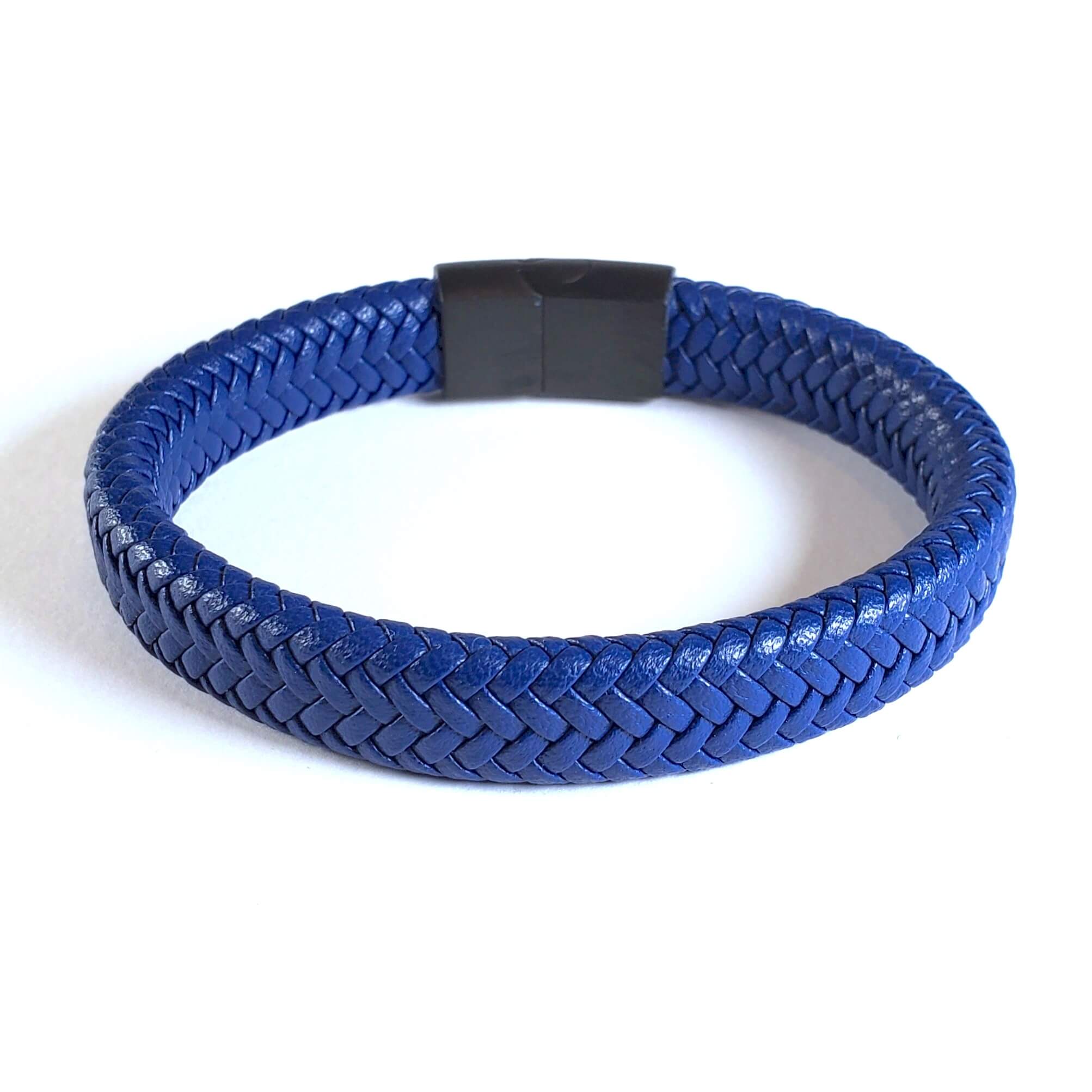 Blue Braided Leather Bracelet Gift For Him Personalised Card
