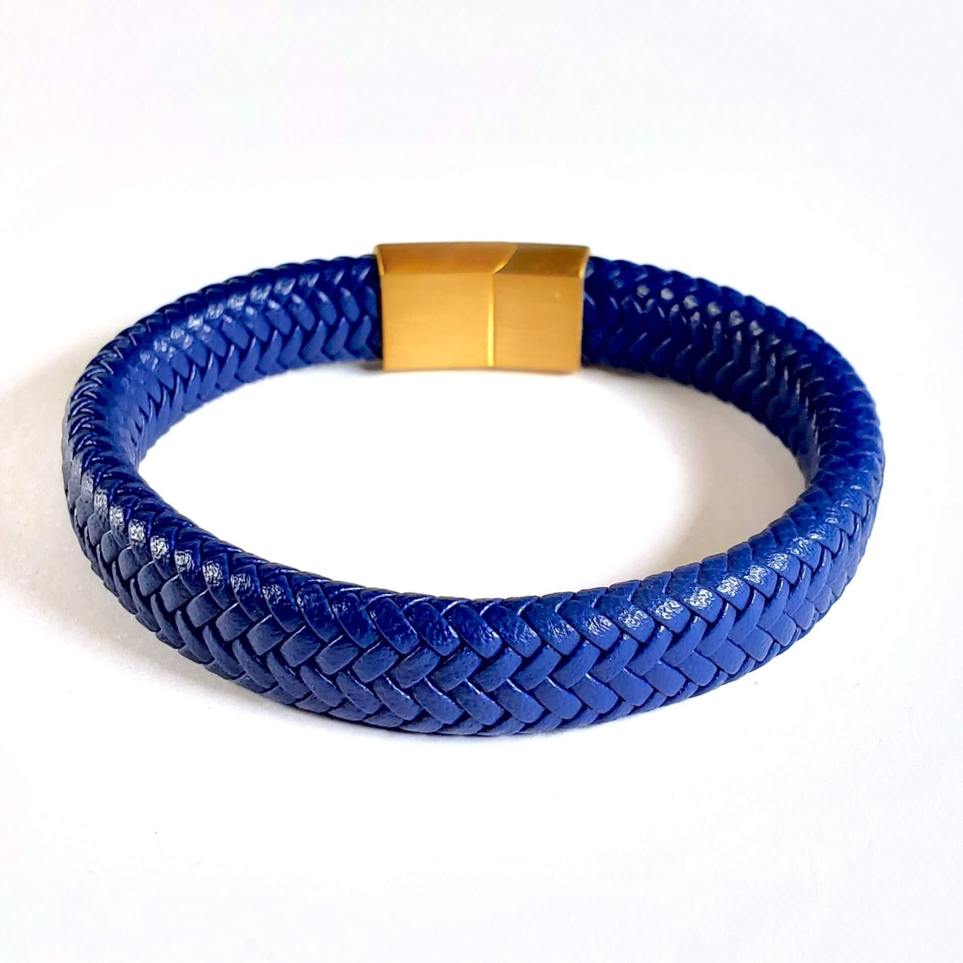 Blue Braided Leather Bracelet Gift For Him Personalised Card