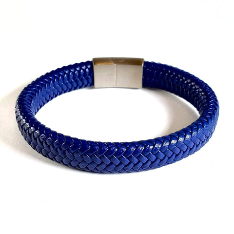 Image of Blue Braided Leather Bracelet Gift For Him Personalised Card