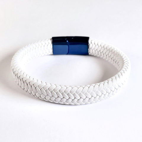 White Braided Leather Bracelet Gift For Him Personalised Birthday Anniversary Card
