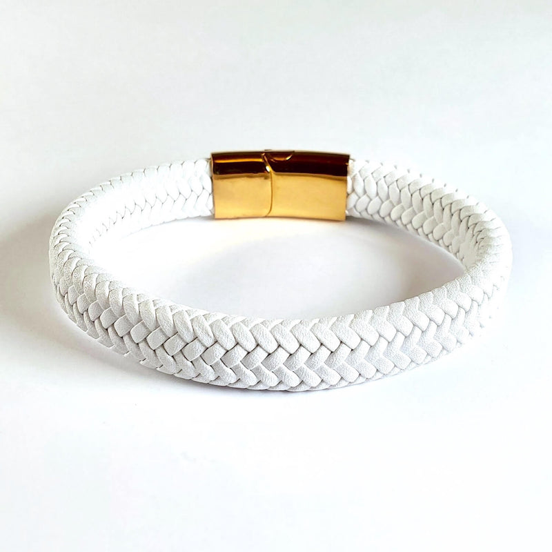 White Braided Leather Bracelet Gift For Him Personalised Birthday Anniversary Card