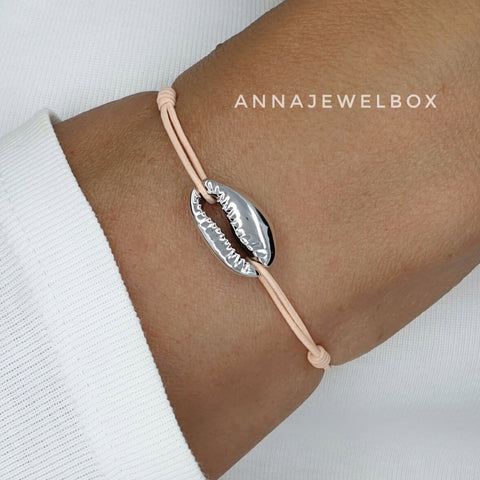 Image of Hot Colours Silver Cowrie Shell Beach Bracelet Set - AnnaJewelBox