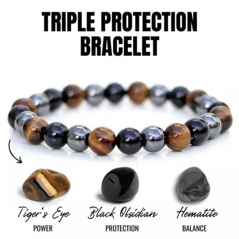 Image of Triple Protection Hematite Obsidian Tiger's Eye Bracelet - AnnaJewelBox