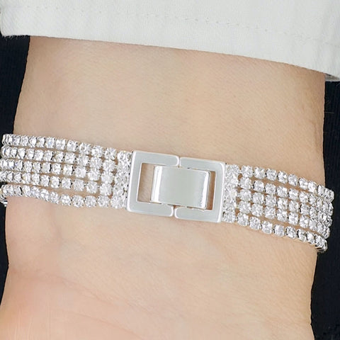Image of Elegant 5 Rows White Diamante Tennis Bracelet