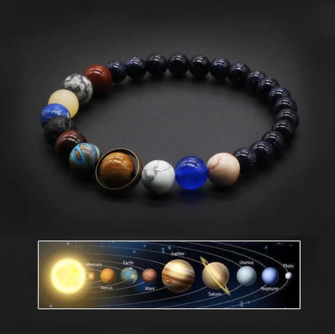 Universe 9 Planets Solar System Crystal Bracelet