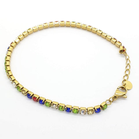 Summer Diamante Crystals Gold Tennis Bracelet