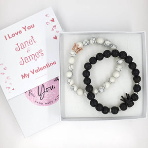Personalised His and Hers Matching Couple's Bracelet Set