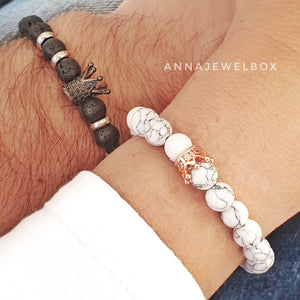 Queen and King Matching Couple Bracelets - AnnaJewelBox