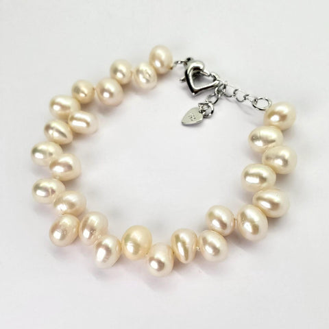 Image of 925 Sterling Silver Baroque Real Freshwater Pearl Bracelet