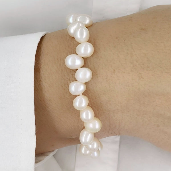 925 Sterling Silver Baroque Real Freshwater Pearl Bracelet – AnnaJewelBox